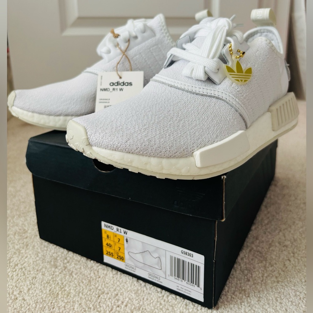 adidas NMD R1 Sneakers - Women’s 8 a White/Gold Paris - NIB